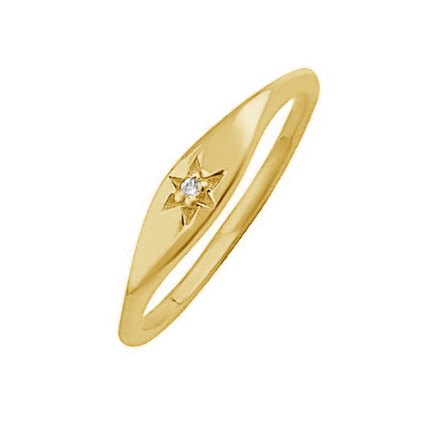 FJ0468 925 Sterling Silver Mini Starburst Signet Ring