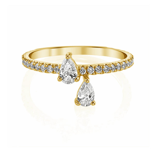 FJ0384 925 Sterling Silver Pear Pave Zircon Eternity Ring