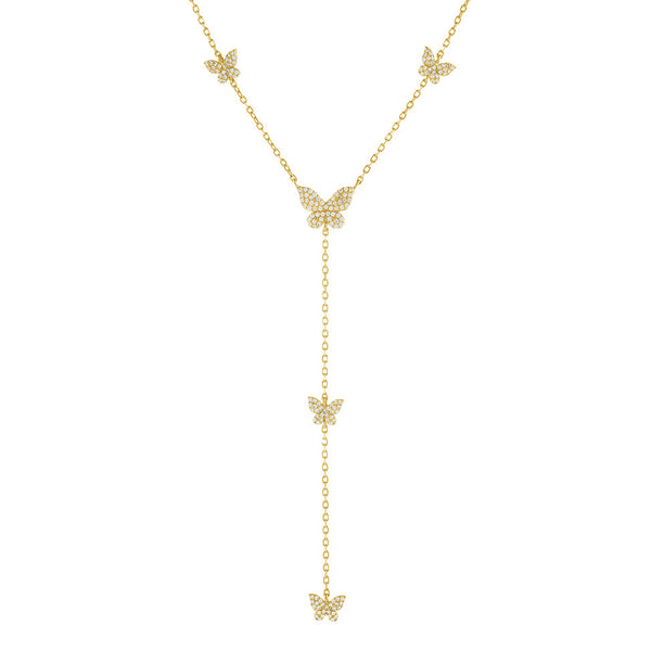 FX0377 925 Sterling Silver Butterfly Drop Necklace