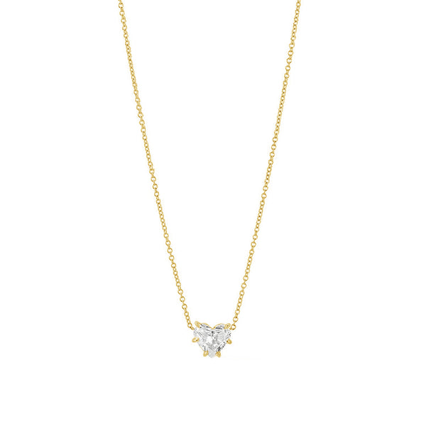 FX0451 925 Sterling Silver Heart Zircon Pendant Necklace