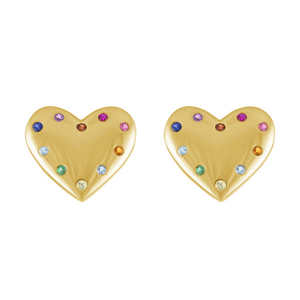 FE1573 925 Sterling Silver Heart Colorful Stud Earrings