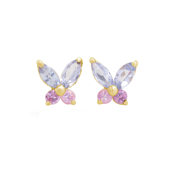 FE1557 925 Sterling Silver Butterfly Cubic Zircon Stud Earrings