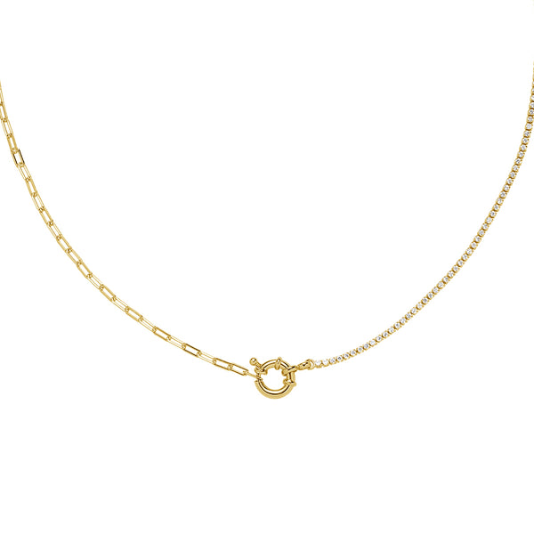 FX0275 925 Sterling Silver Gold Tennis Chain Necklace