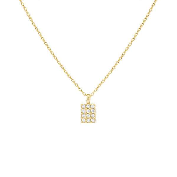 FX0405 925 Sterling Silver Rectangular Zircon Card Necklace