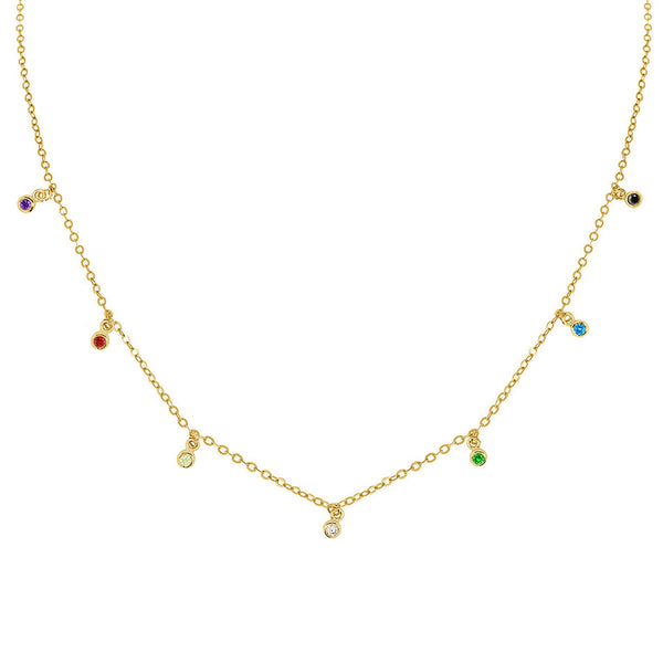 FX0454 925 Sterling Silver Confetti Rainbow Necklace