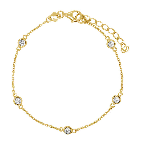 FS0149 925 Sterling Silver Dazzling Bezel Bracelet