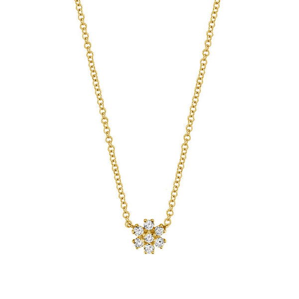 FX0455 925 Sterling Silver Sparkle Flower Necklace