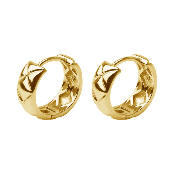 FE1190 925 Sterling Silver Diamond pattern Hoop Earrings