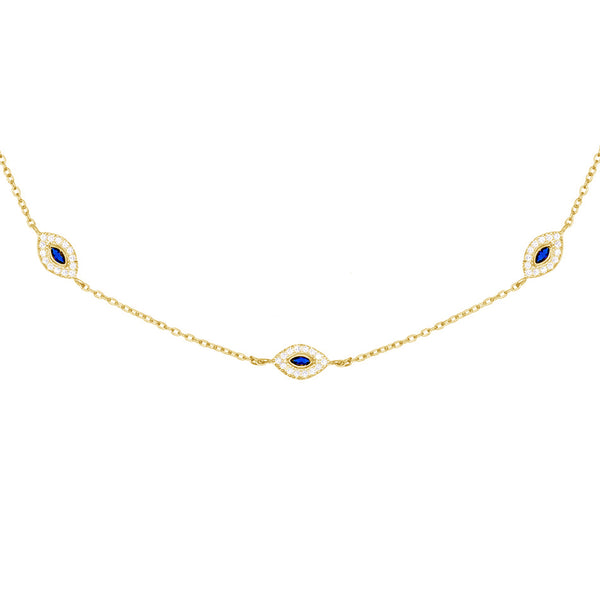 FX0240 925 Sterling Silver Evil Eye Choker Necklace