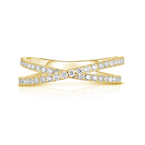 FJ0434 925 Sterling Silver Criss-Cross Zircon Ring