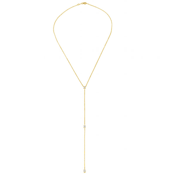 FX0434 925 Sterling Silver Three Zircon Lariat Necklace