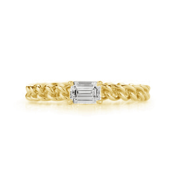 FJ0410 925 Sterling Silver Baguette Zircon Link Ring