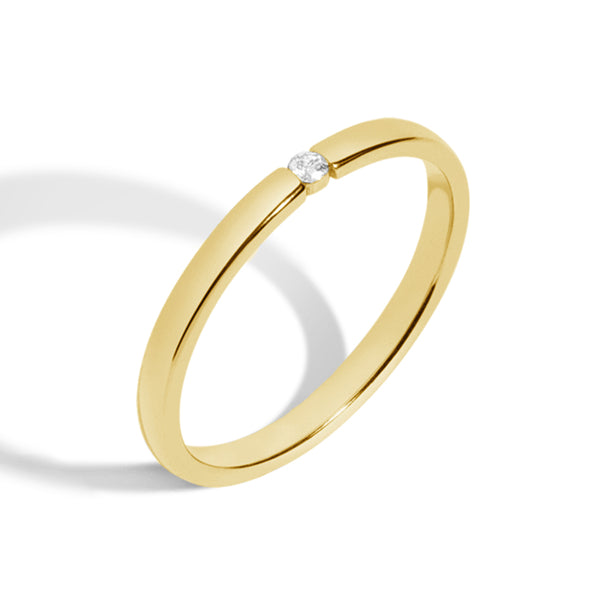 FJ0300 925 Sterling Silver Single Zircon Ring