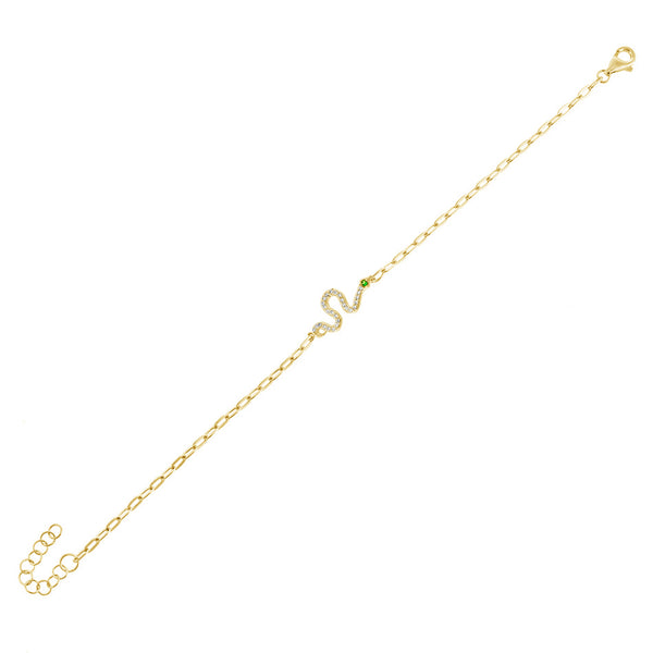 FS0068 925 Sterling Silver Snake Zircon Bracelet