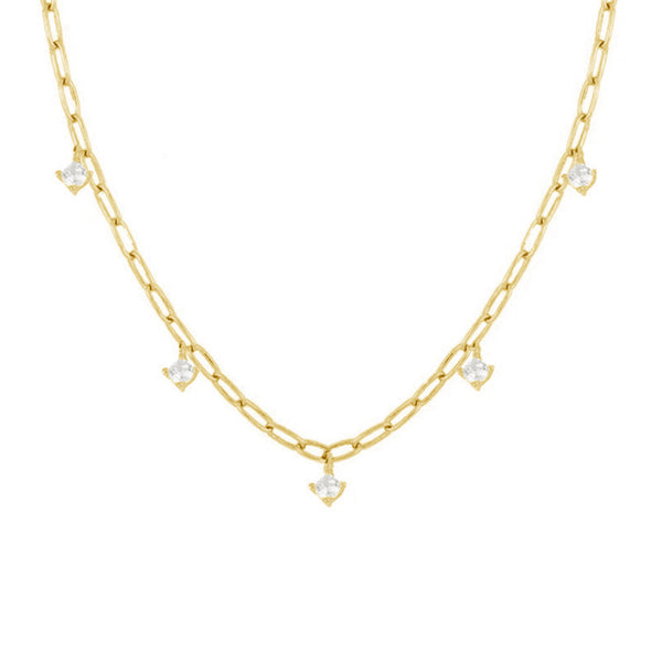FX0462 925 Sterling Silver Cubic Zircon Link Chain Necklace