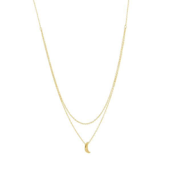 FX0296 925 Sterling Silver Layered Moon Necklace