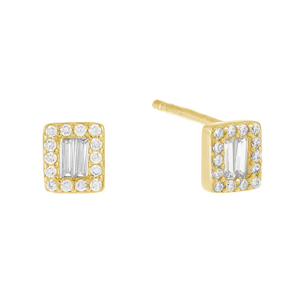 FE0548 925 Sterling Silver Square Zircon Stud Earrings