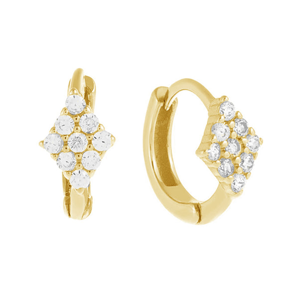 FE0569 925 Sterling Silver Diamond Chain Huggie Earrings