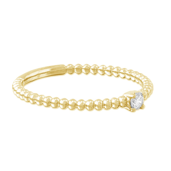 FJ0252 925 Sterling Silver Diamond Beaded Ring