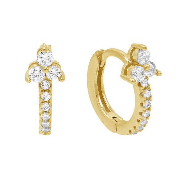 FE0428 925 Sterling Silver Diamond Hoop Earrings