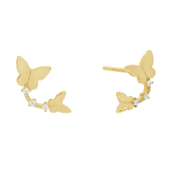 FE0551 925 Sterling Silver Butterfly Stud Earrings