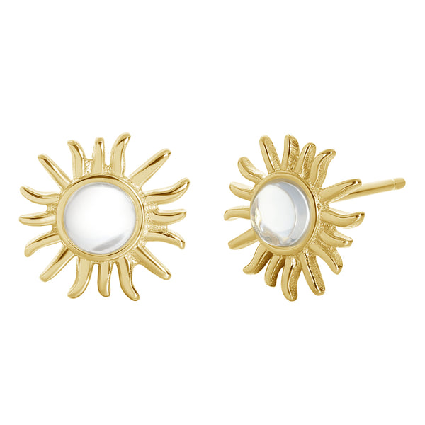 FE0103 Sun Ray Moonstone Stud Earrings