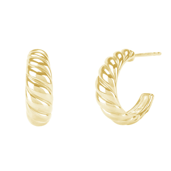 FE0726 925 Sterling Silver Croissant Hoop Earrings