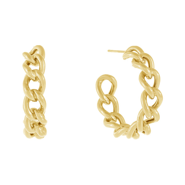 FE0572 925 Sterling Silver Chunky Cuban Link Hoop Earrings
