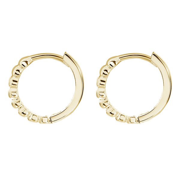 FE0724 925 Sterling Silver Beaded Hoops Earrings