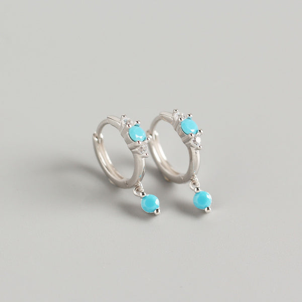 YHE0207 Blue Turquoise High Grade Hoop Earring