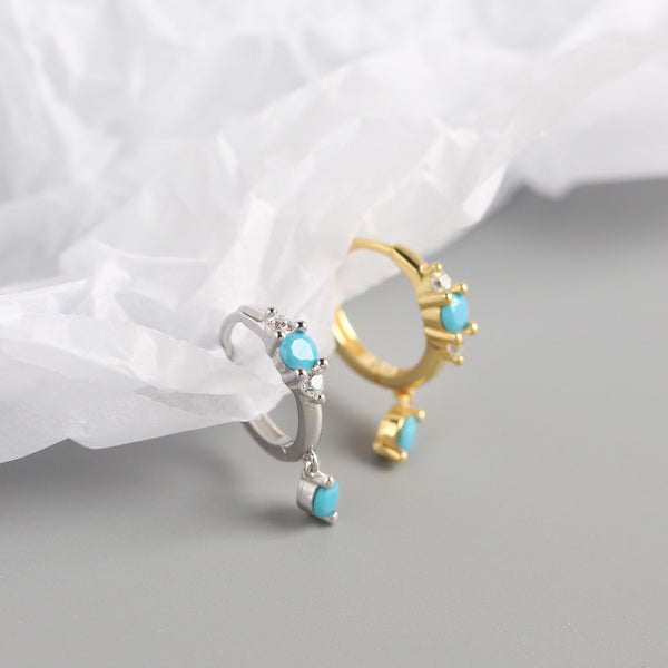 YHE0207 Blue Turquoise High Grade Hoop Earring
