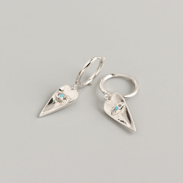 YHE0225 925 Sterling Silver Heart Evil Eye Dangle Earring