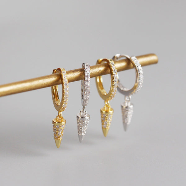 YHE0247 925 Sterling Silver Rivet Cubic Zirconia Dangle Earring