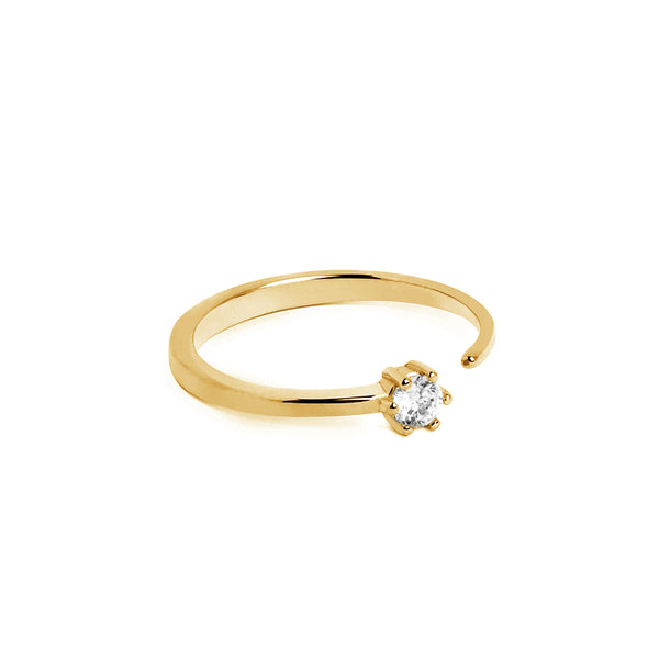 FJ0345 925 Sterling Silver Single Zircon Opening Ring