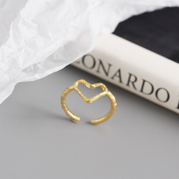 TYJ0304 925 Sterling Silver Heart Adjustable Ring