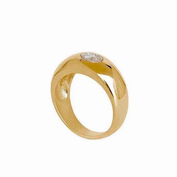 FJ0278 925 Sterling Silver Zircon Dome Ring