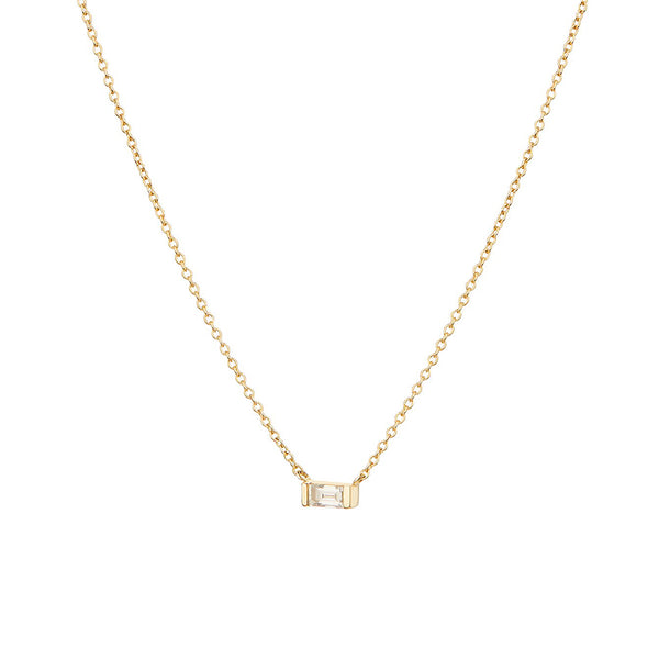 FX0314 925 Sterling Silver Rectangular Diamond Necklace