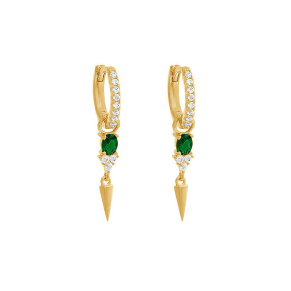 FE1906 925 Sterling Silver Pave Mini Spike Drop Huggie Earring