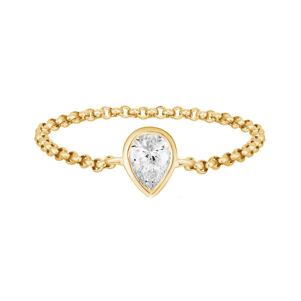 FJ0629 925 Sterling Silver Teardrop Pear CZ Women Ring