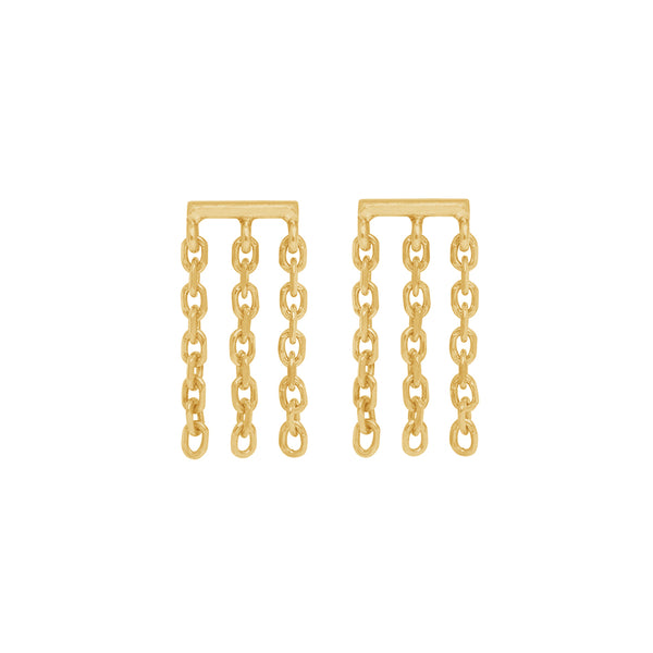 FE1945 925 Sterling Silver Triple Drop Chain Studs