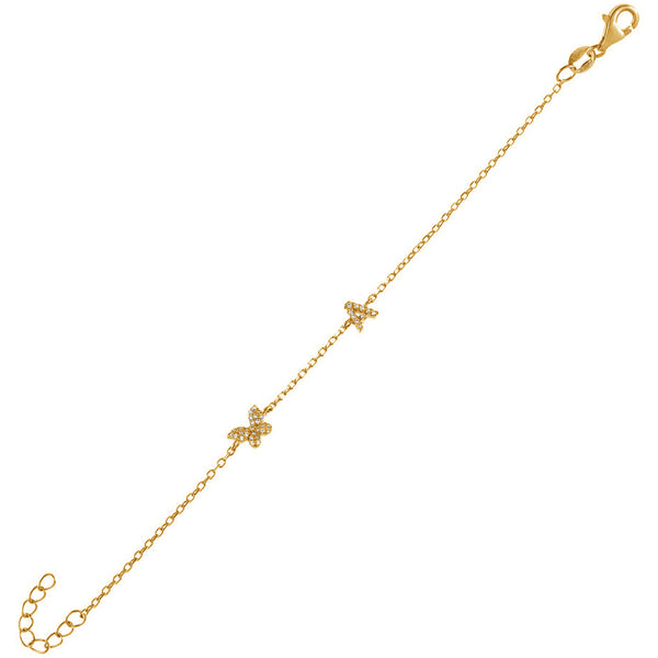 FS0130 925 Sterling Silver Butterfly CZ Bracelet