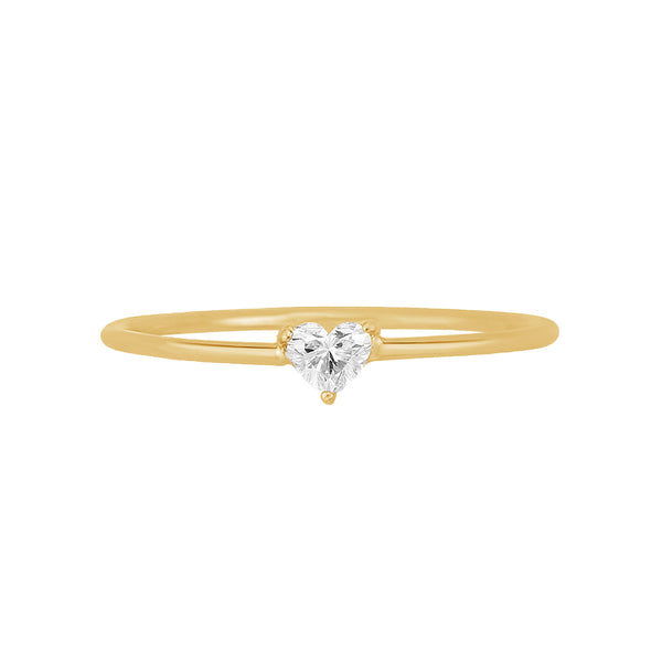 FJ0683 925 Sterling Silver Single Heart Zircon Ring