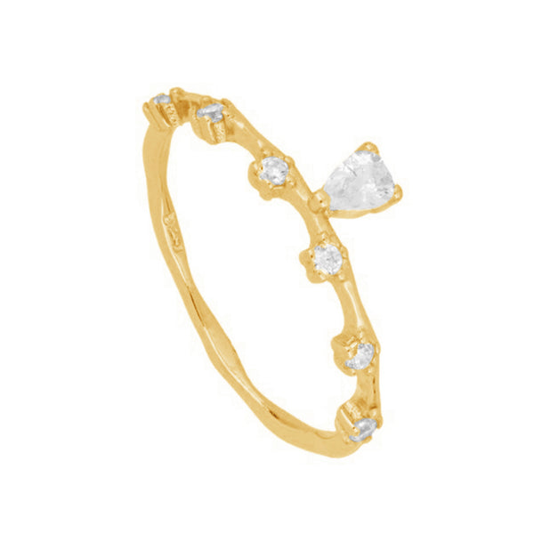 FJ0182 925 Sterling Silver Zircon Dangle Ring