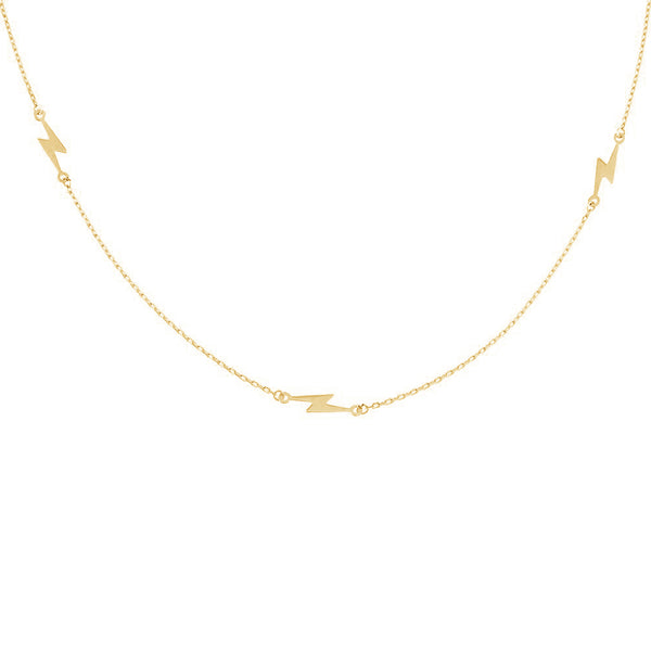 FX0708 925 Sterling Silver Gold Vermeil lightning Necklace