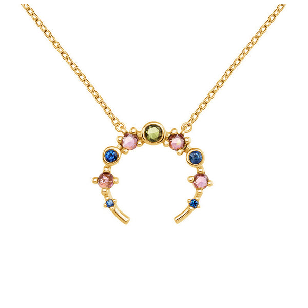 FX0103 925 Sterling Silver OX Horn Necklace with zircon