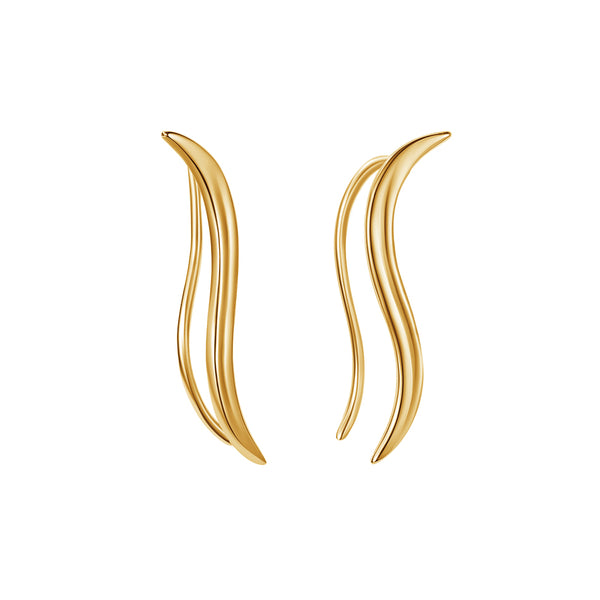 FE1851 925 Sterling Silver Waves Women Ear Climbers