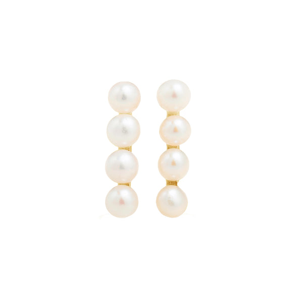 PE0005 925 Sterling Silver Vertical Quartet Freshwater Pearl Stud Earrings