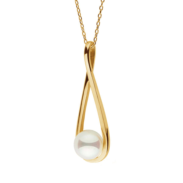 FX0565 925 Sterling Silver Cradle Pearl Dangle Necklace