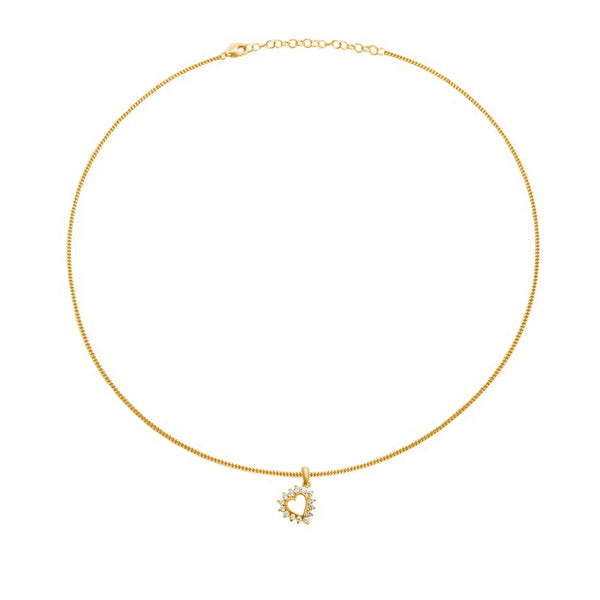 FX0671 925 Sterling Silver CZ Heart Pendant Necklace