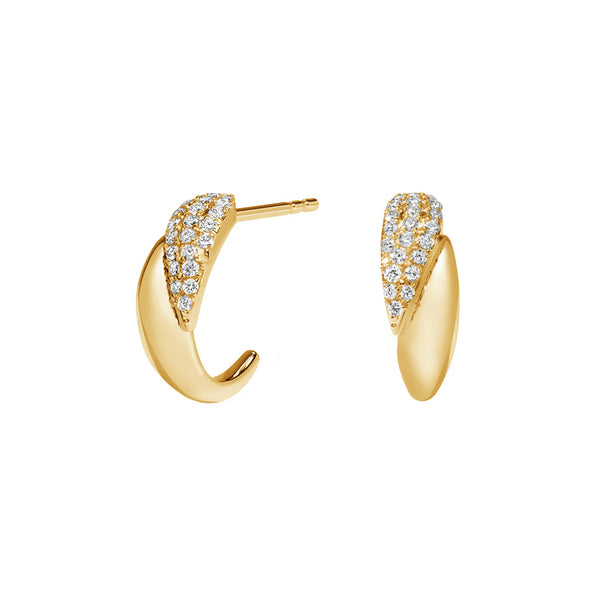 FE1803 925 Sterling Silver Dome CZ Hoops Earrings